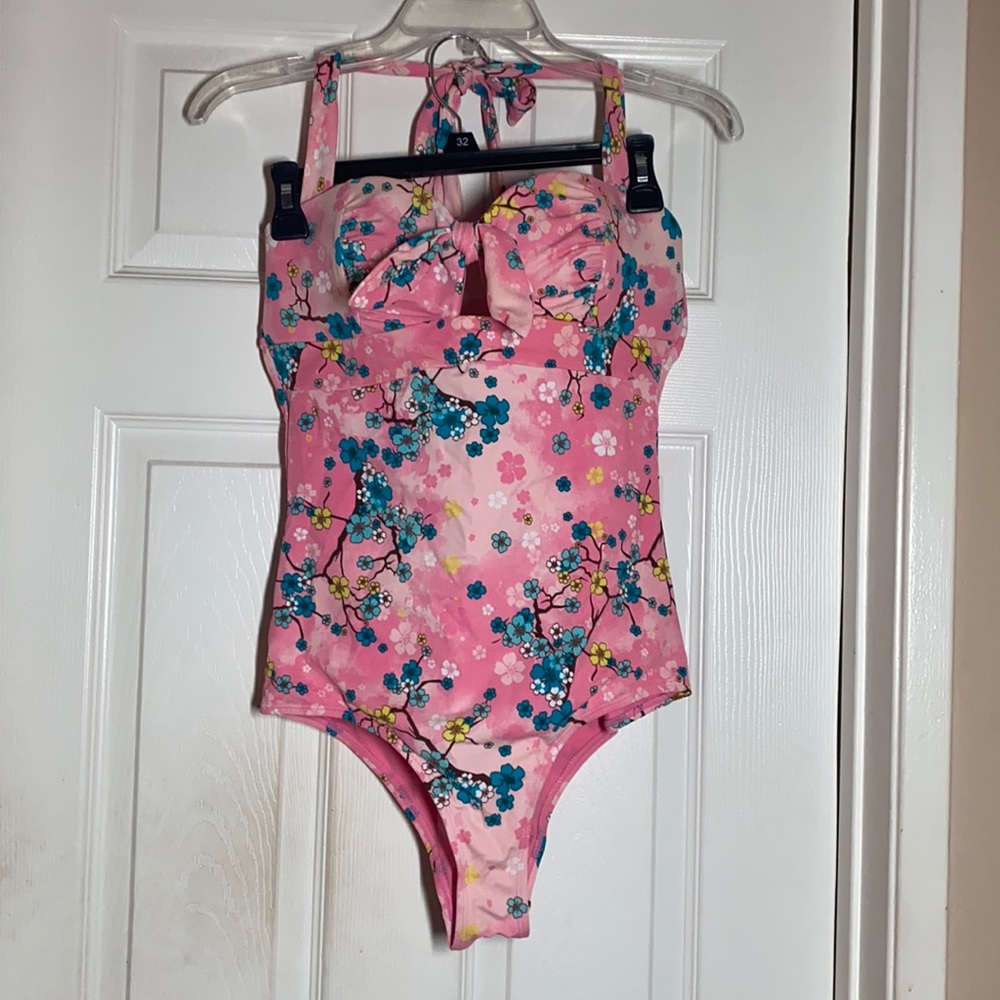 2/$15 - Sakura Cherry Blossom one piece swimsuit